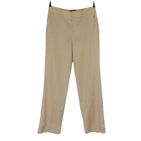 NWT Chaps Women 100% Linen Lined Chino Pants Size 8 Beige Pockets Office Career - Picture 1 of 8